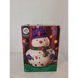 Gibson Whimsical Christmas Snowman Cookie/Candy Jar 9.5" Vintage